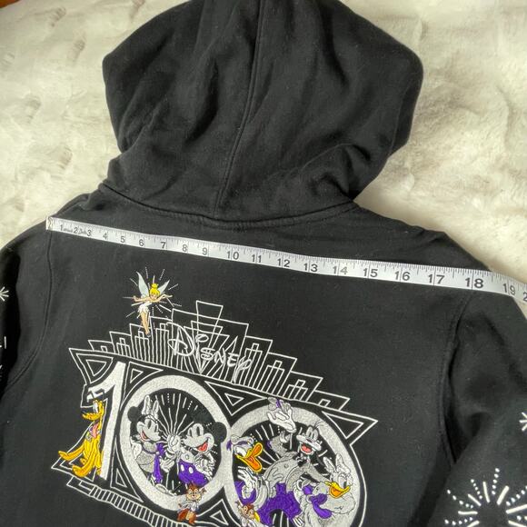 🔥Disney 100 Mickey Mouse & Friends Embroidered Black Zipper Hoodie Sweatshirt - Picture 15 of 16